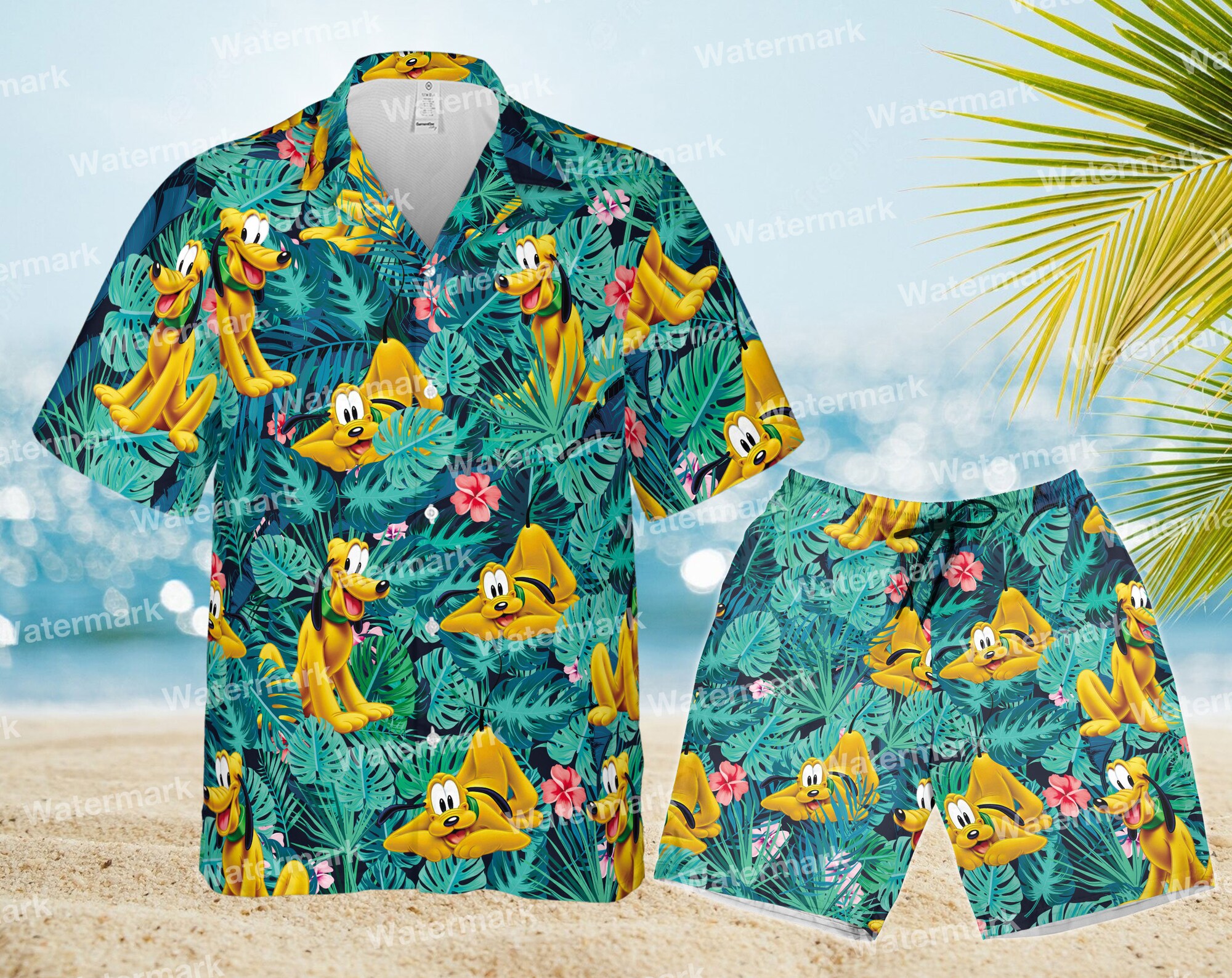 Pluto floral hawaiian shirt