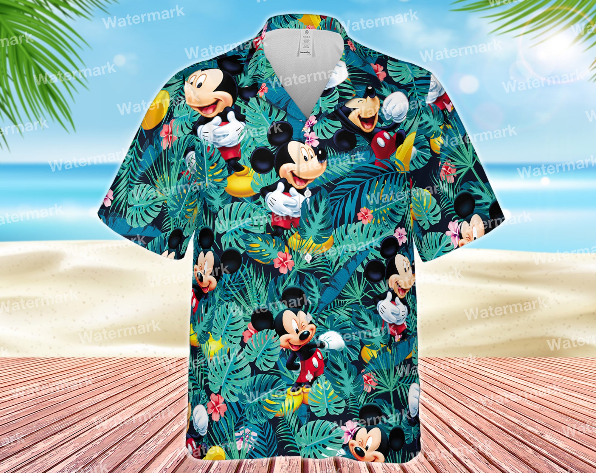 Mickey mouse floral hawaiian shirt