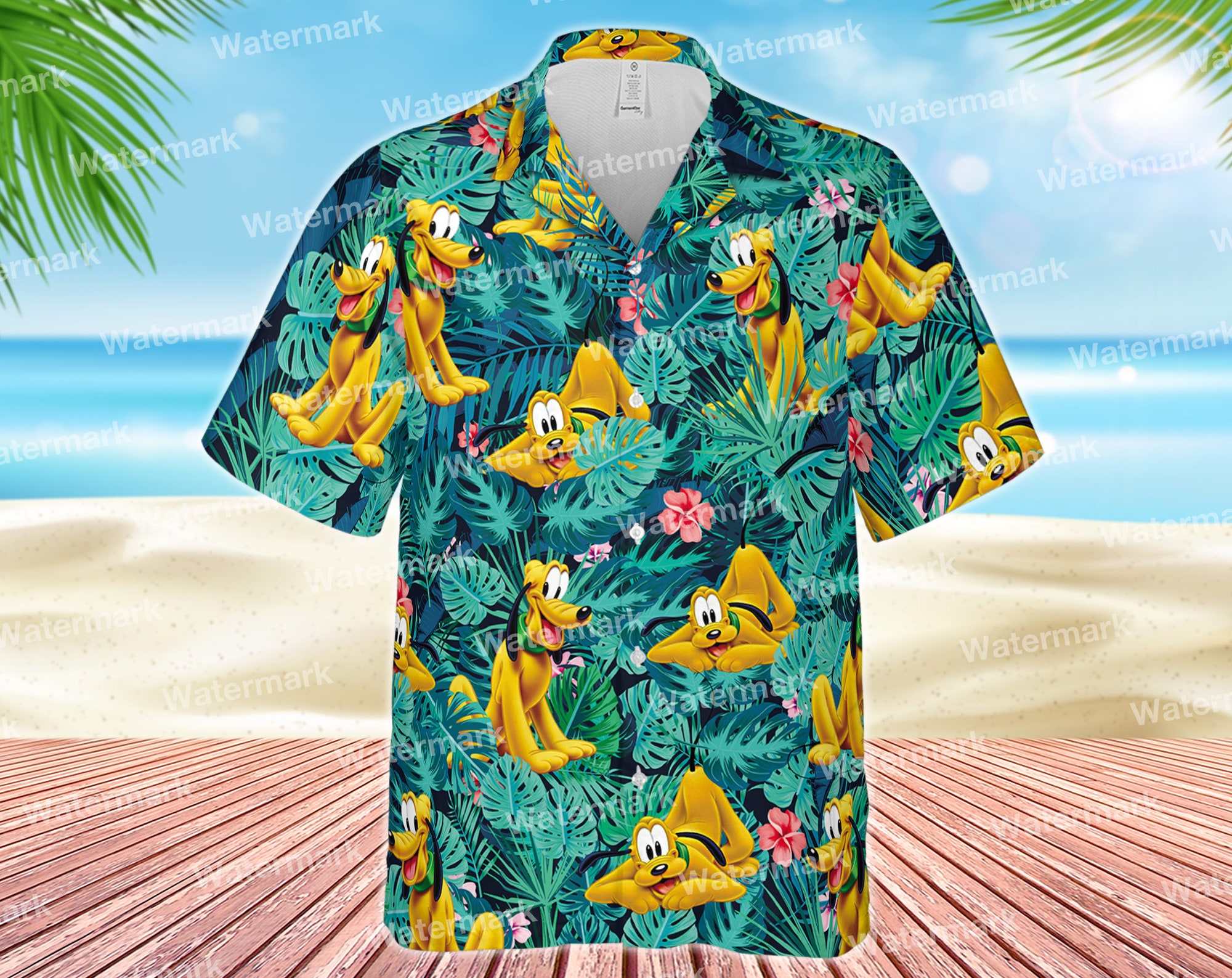 Pluto floral hawaiian shirt