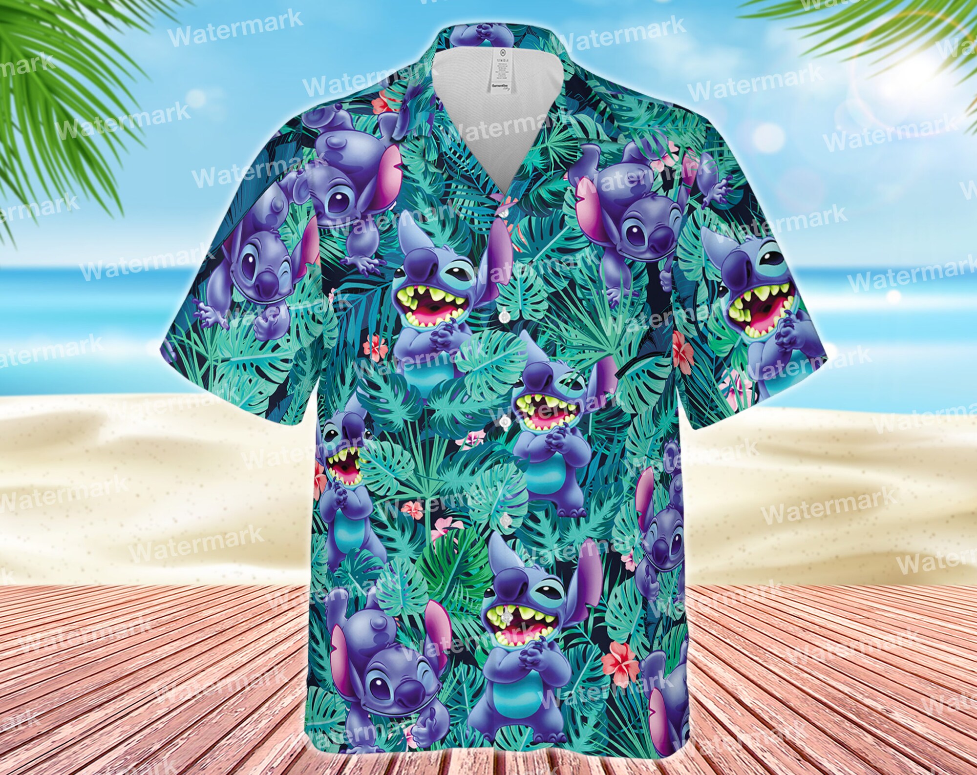 Stitch floral hawaiian shirt