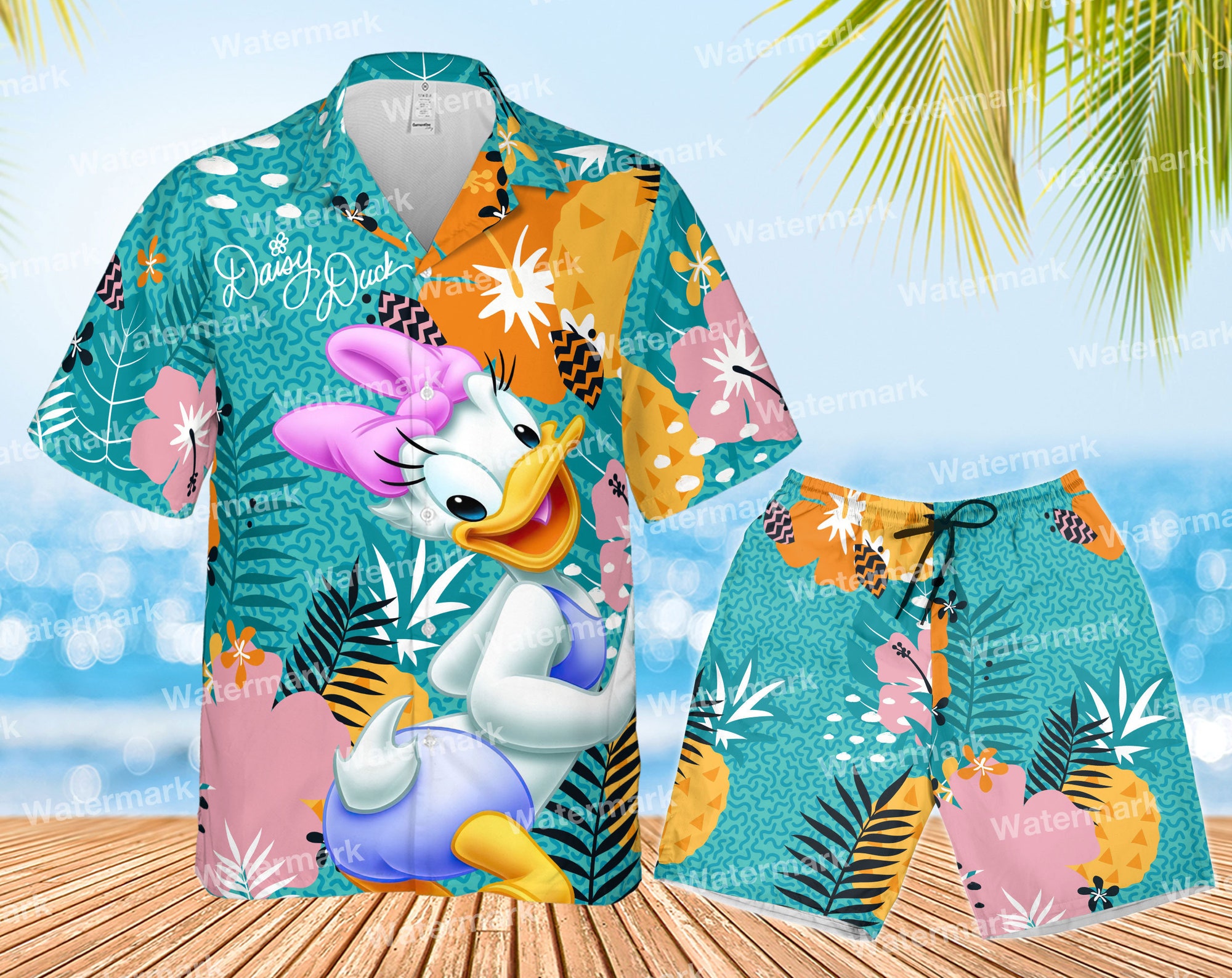 Combo daisy duck hawaiian shirt