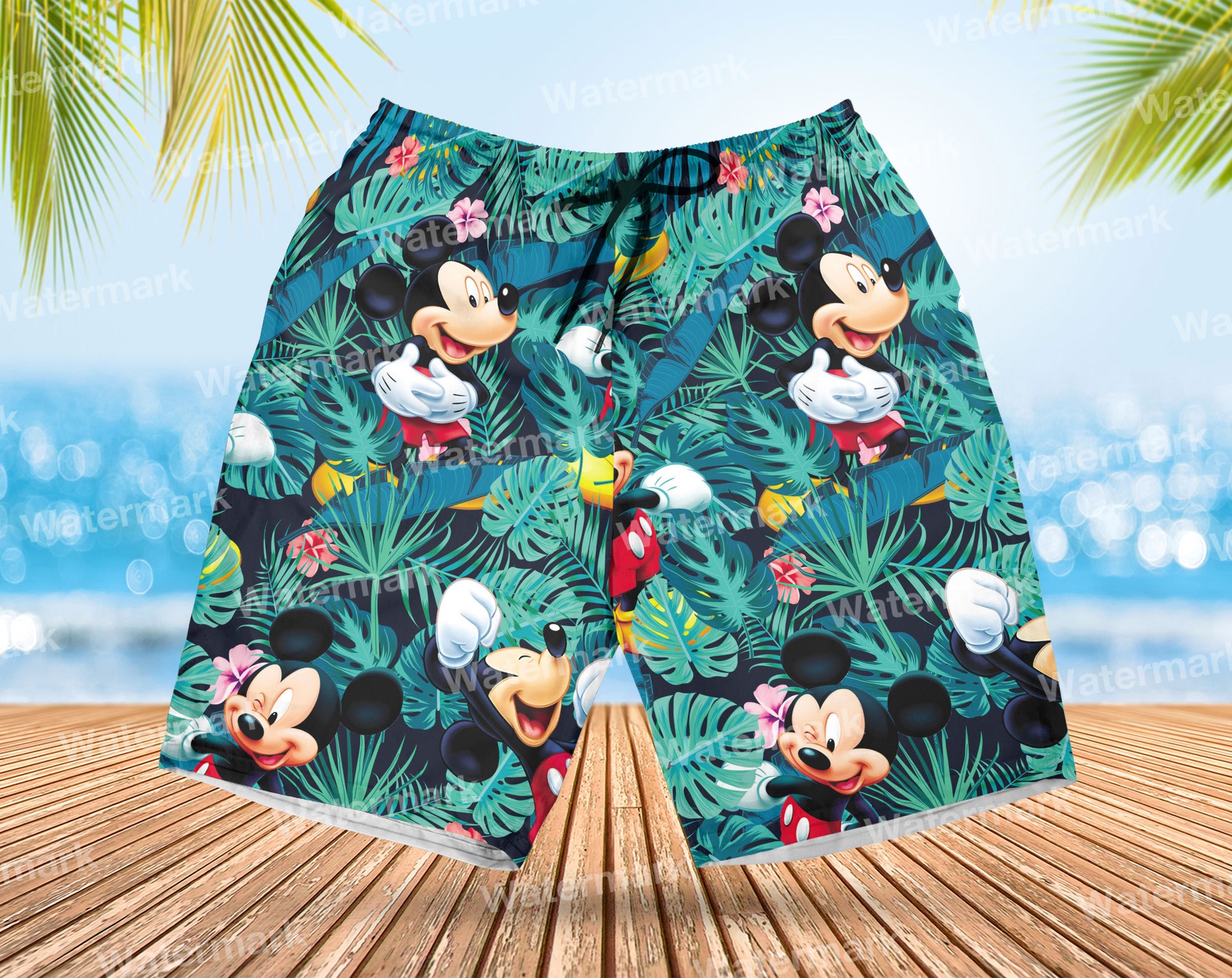 Mickey mouse floral hawaiian shirt