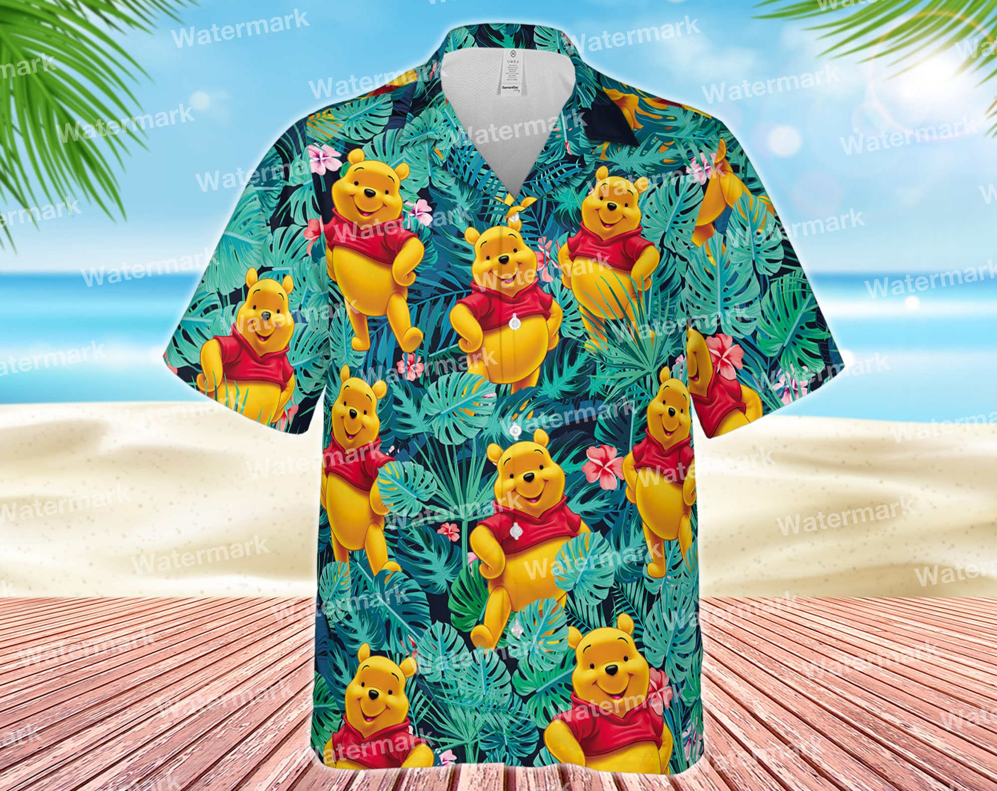 Pooh floral hawaiian shirt
