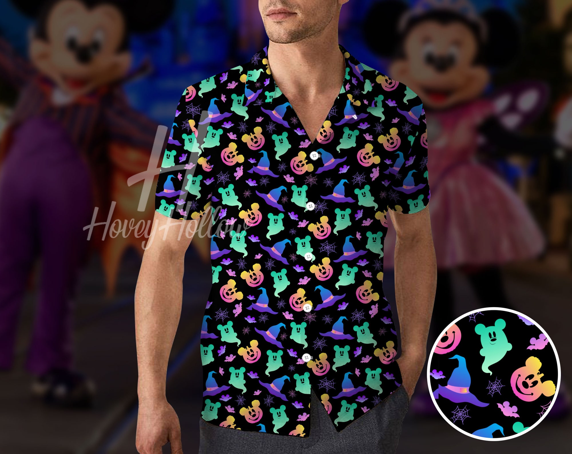 Halloween Disneyworld Mickey Kopf Kürbis Hawaiian Shirt Halloween Disneyworld Mickey Kopf Kürbis Hawaiian Shirt