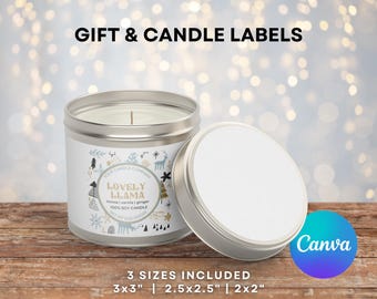Fun Christmas Candle Label Template Canva, Printable BOHO Label Design, Editable Festive Product Sticker, Custom Packaging Candle Jar Label