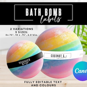 Bath Bomb Label Template. Modern Minimalist Bath Bomb Bands, Printable Bath Bomb Packaging. Homemade Products, Craft Packaging Editable