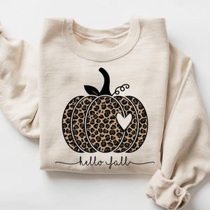 Hello Fall Sweatshirt, Leopard Pumpkin Shirt, Cheetah Pumpkin Shirt, Thanksgiving, Thankful Shirt, Fall Shirt, Hello Pumpkin, Family Sweater