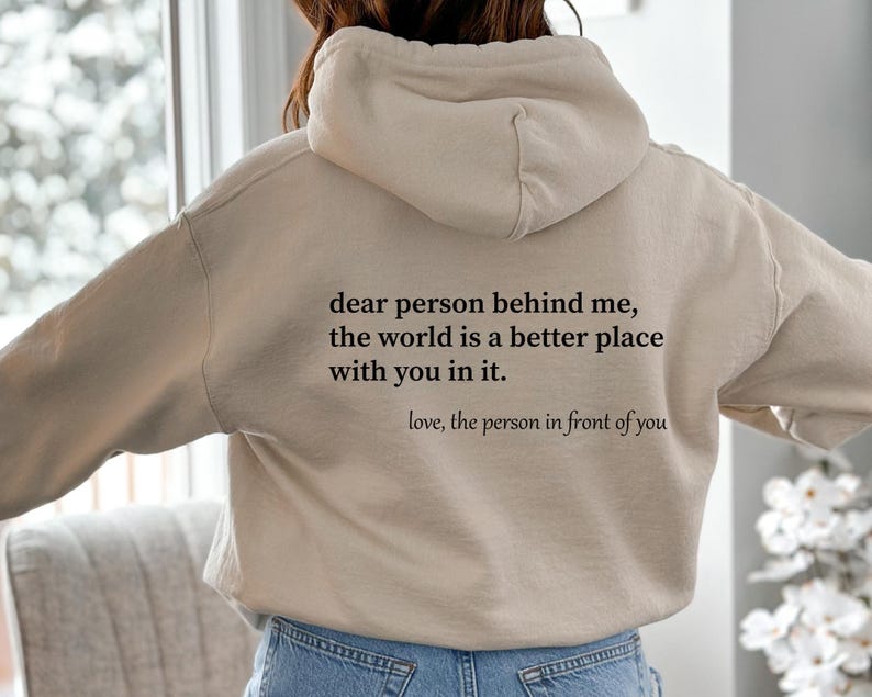 Felpa Grafica Divertente Felpa Con Cappuccio Unisex 'Dear Person Behind Me' - Design Cool, Uomo/Donna, Colore Nero, Cotone, Taglia Regular Felpa Con Stampa Divertente - Foto 7