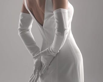 Ivory Long Wedding Gloves, Detachable Bride Sleeves, Elegant Bridal Accessory