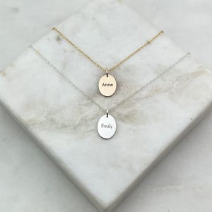 Tiny Oval Initial Pendant Necklace • Oval Letter Necklace • Oval Disc Necklace • Initial Necklace Gold Filled • Personalized Jewelry Gift