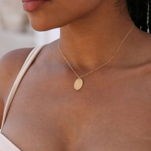 Oval Initial Pendant Necklace • Oval Letter Necklace • Oval Disc Necklace • Initial Necklace Gold Filled • Personalized Jewelry Gift