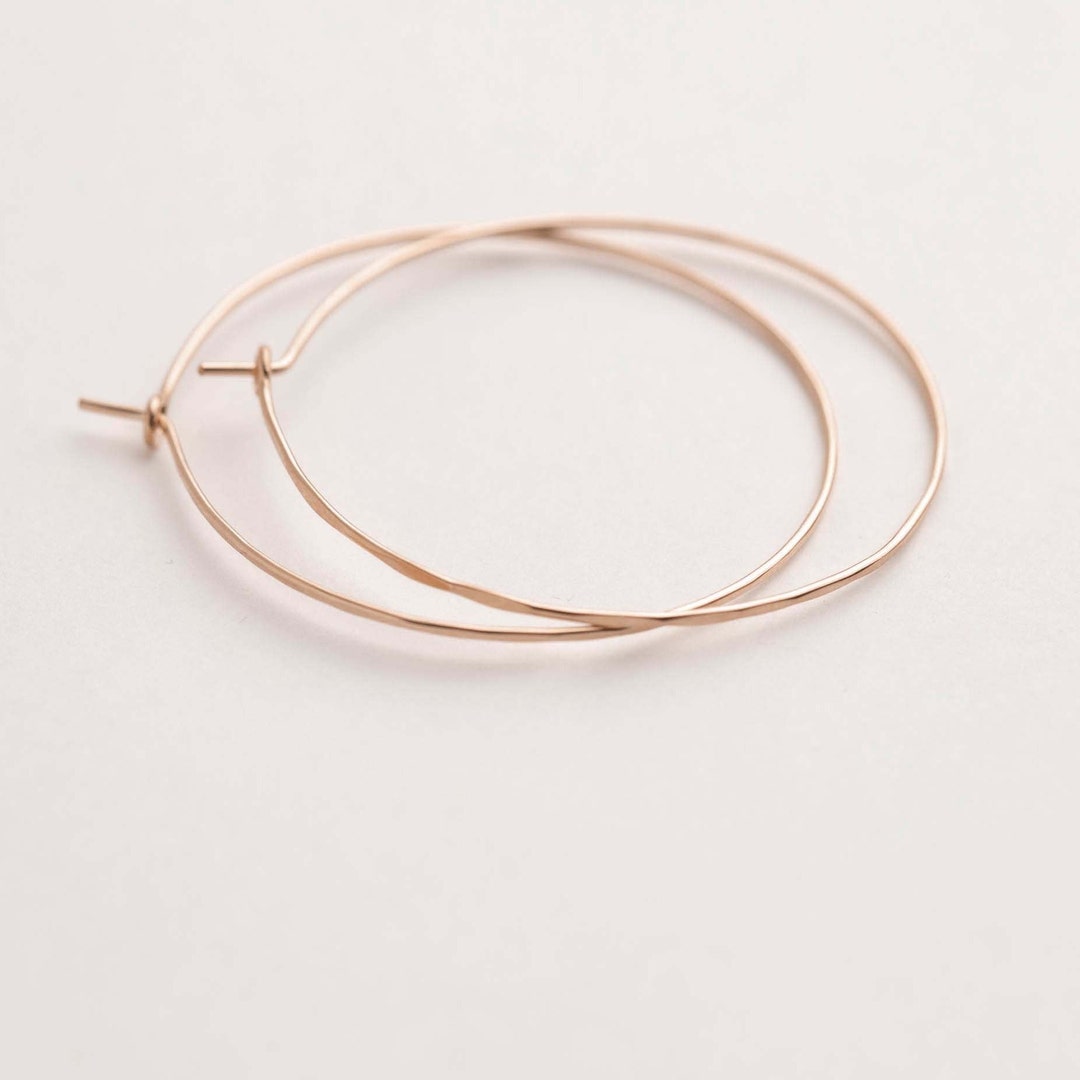 Thin Rose Gold Hoop Earrings Small to Large Thin Wire Hoop - Etsy