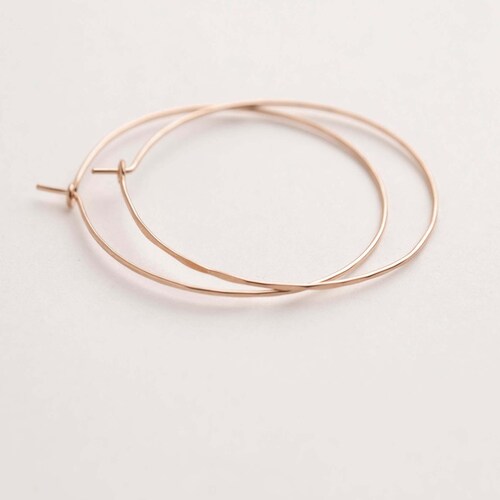 Thin Rose Gold Hoop Earrings Small to Large Thin Wire Hoop Etsy