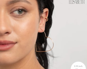 Heart Hoop Earrings • 14k Gold Filled or 925 Sterling Silver or 14k Rose Gold Filled Heart Hoop Earrings