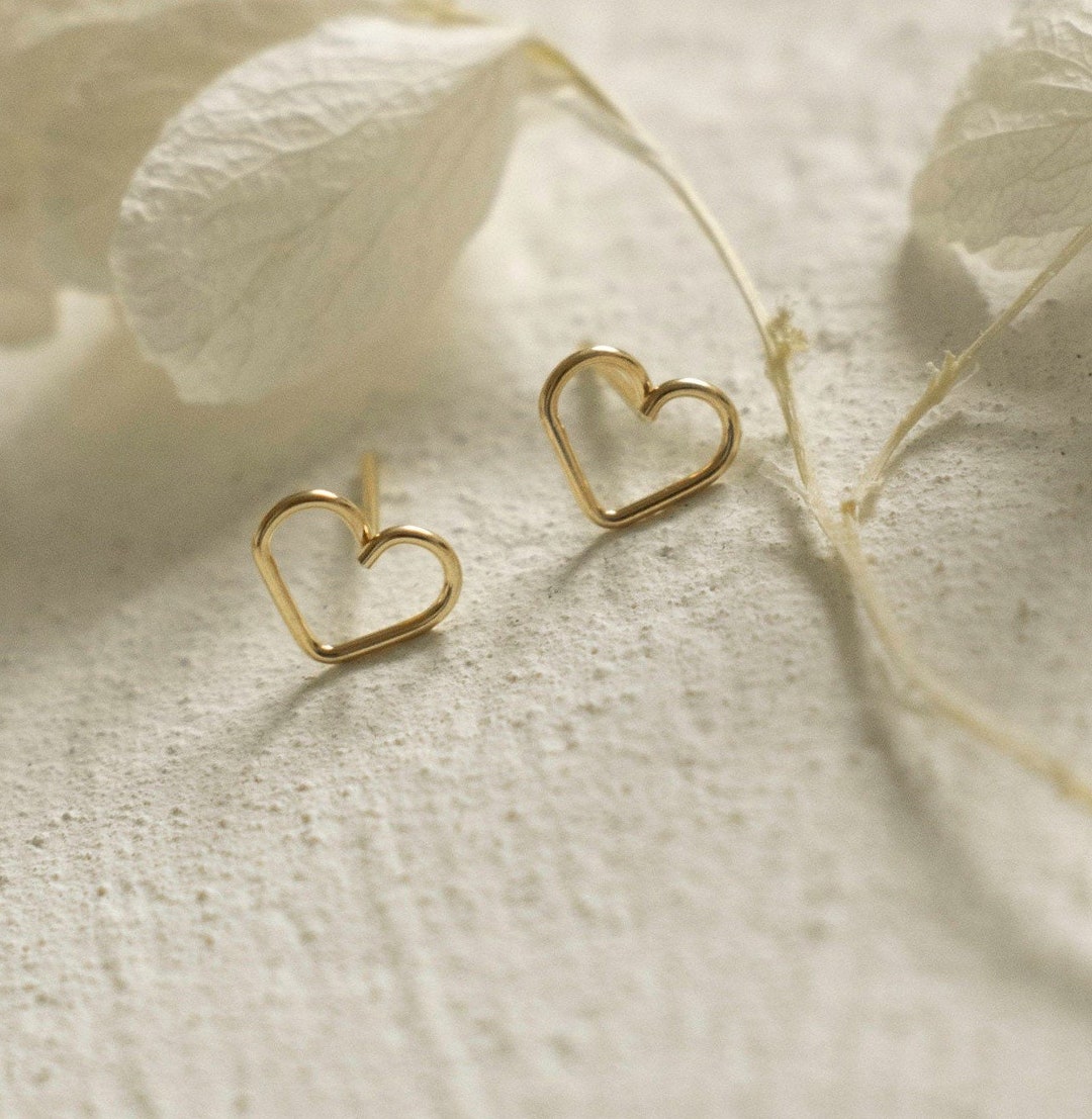 Tiny Heart Stud Earrings Heart Shaped Stud Earrings 14K Gold Filled 14k ...