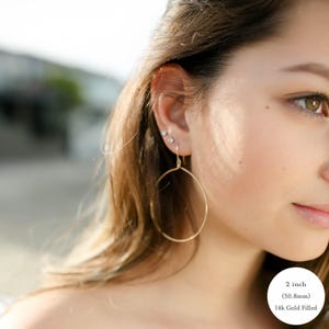Small to Extra Large Dangle Drop Hoop Earrings • Front Facing Hoop Earrings • 14k Gold Filled or Solid 925 Sterling Silver • Nickel Free afbeelding 5