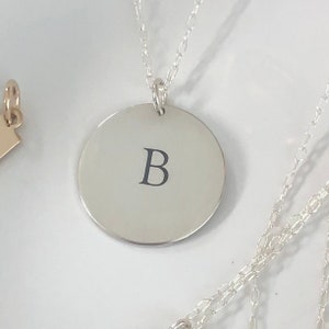 Large 19mm Silver Disc Necklace 925 Sterling Silver Engraved Name Necklace Personalized Gifts image 3