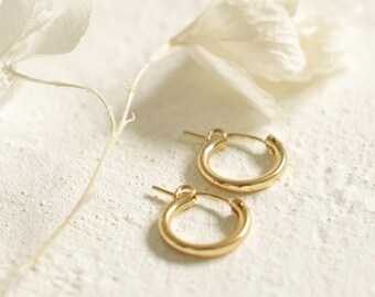 2mm thick Gold Hoop Earrings • 14K Gold Filled • Minimalist Hoops