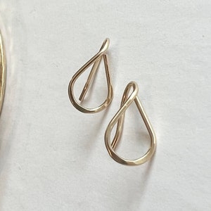 Tiny Teardrop Stud Earrings • Tear Drop Earrings • Yellow Gold • Rose Gold • Sterling Silver Wire Stud Earrings