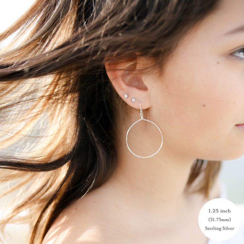 Small to Extra Large Dangle Drop Hoop Earrings Front Facing Hoop Earrings 14k Gold Filled or Solid 925 Sterling Silver Nickel Free image 9