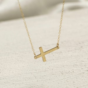 Gold Sideways Cross 14k Gold Filled Modern Cross Necklace image 6