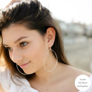 Small to Extra Large Dangle Drop Hoop Earrings • Front Facing Hoop Earrings • 14k Gold Filled or Solid 925 Sterling Silver • Nickel Free afbeelding 7