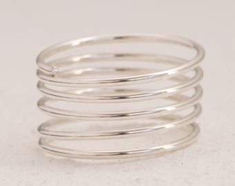 925 Sterling Silver Wrapped Ring • Stacking Ring • Sterling Silver Coil Ring • Wrap Ring