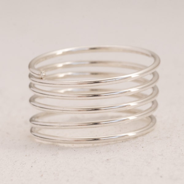 925 Sterling Silver Wrapped Ring • Stacking Ring • Sterling Silver Coil Ring • Wrap Ring