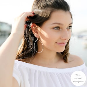 Small to Extra Large Dangle Drop Hoop Earrings • Front Facing Hoop Earrings • 14k Gold Filled or Solid 925 Sterling Silver • Nickel Free afbeelding 8