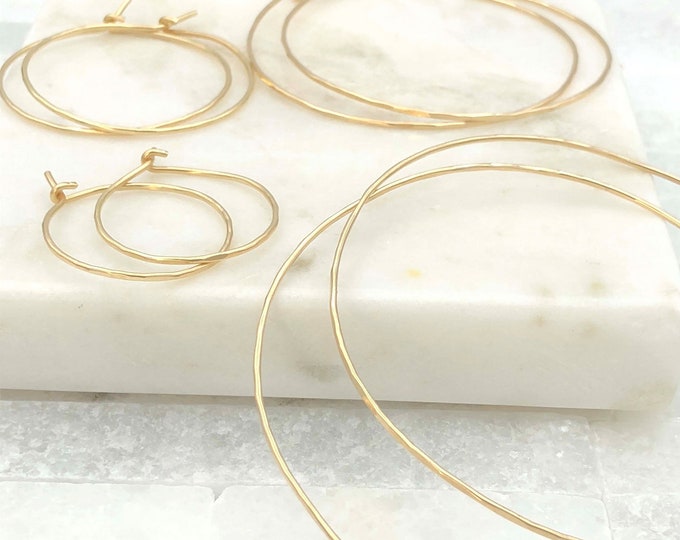 Skinny Gold Filled Hoops 18K Large Gold Hoops 20 Gauge Hoops