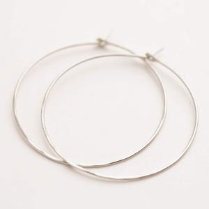 Classic Thin Hammered or Smooth • Solid 925 Sterling Silver Hoops Earrings • Nickel Free