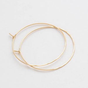 Classic Thin Hammered or Smooth Hoop Earrings • 14k Gold Filled Hoop Earrings • Nickel Free