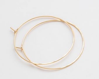 Classic Thin Hammered or Smooth Hoop Earrings • 14k Gold Filled Hoop Earrings • Nickel Free