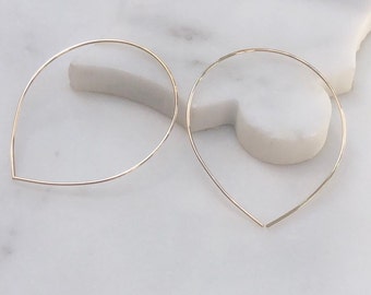 Open Hoop Threader Earrings • 14K Gold Filled • Open Hoop Earrings • Threader Round Hoop Earrings
