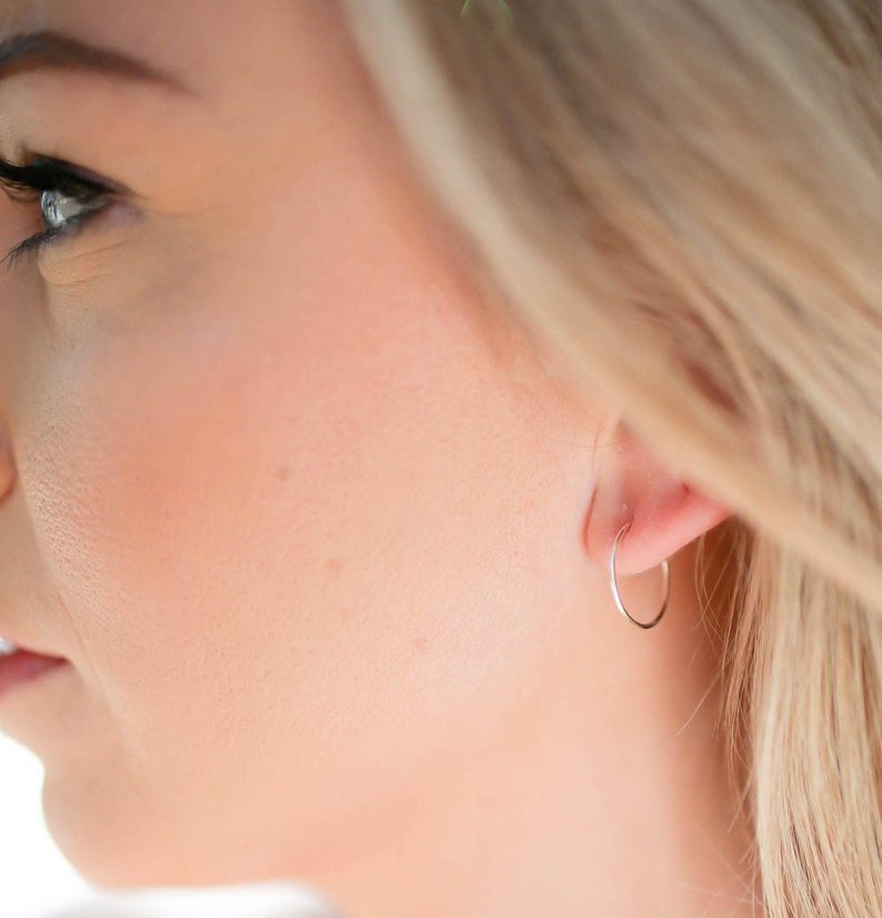 Small to Large 925 Sterling Silver Hoop Earrings • Nickel Free Silver Hoop Earrings image 5