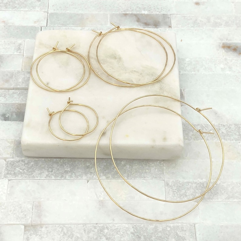 14k Gold Filled 1 Inch Skinny Hoop Earrings Tiny Gold Hoop Earrings Threader Hoop Earrings Minimalist Earrings