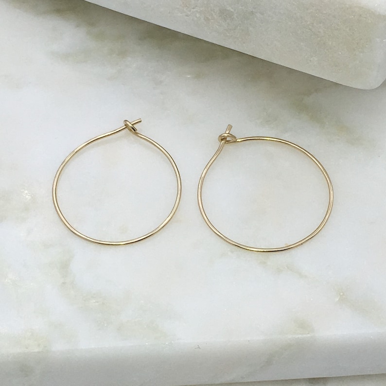 14k Gold Filled 1 Inch Skinny Hoop Earrings Tiny Gold Hoop Earrings Threader Hoop Earrings Minimalist Earrings
