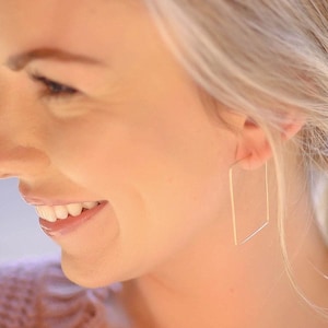 Gold Square Hoop Earrings • Handmade Minimalist Earrings
