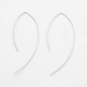 Narrow Arc Threader Earrings • Elegant 925 Sterling Silver Threader Earrings • Simple Thin Wire Hoop Earrings