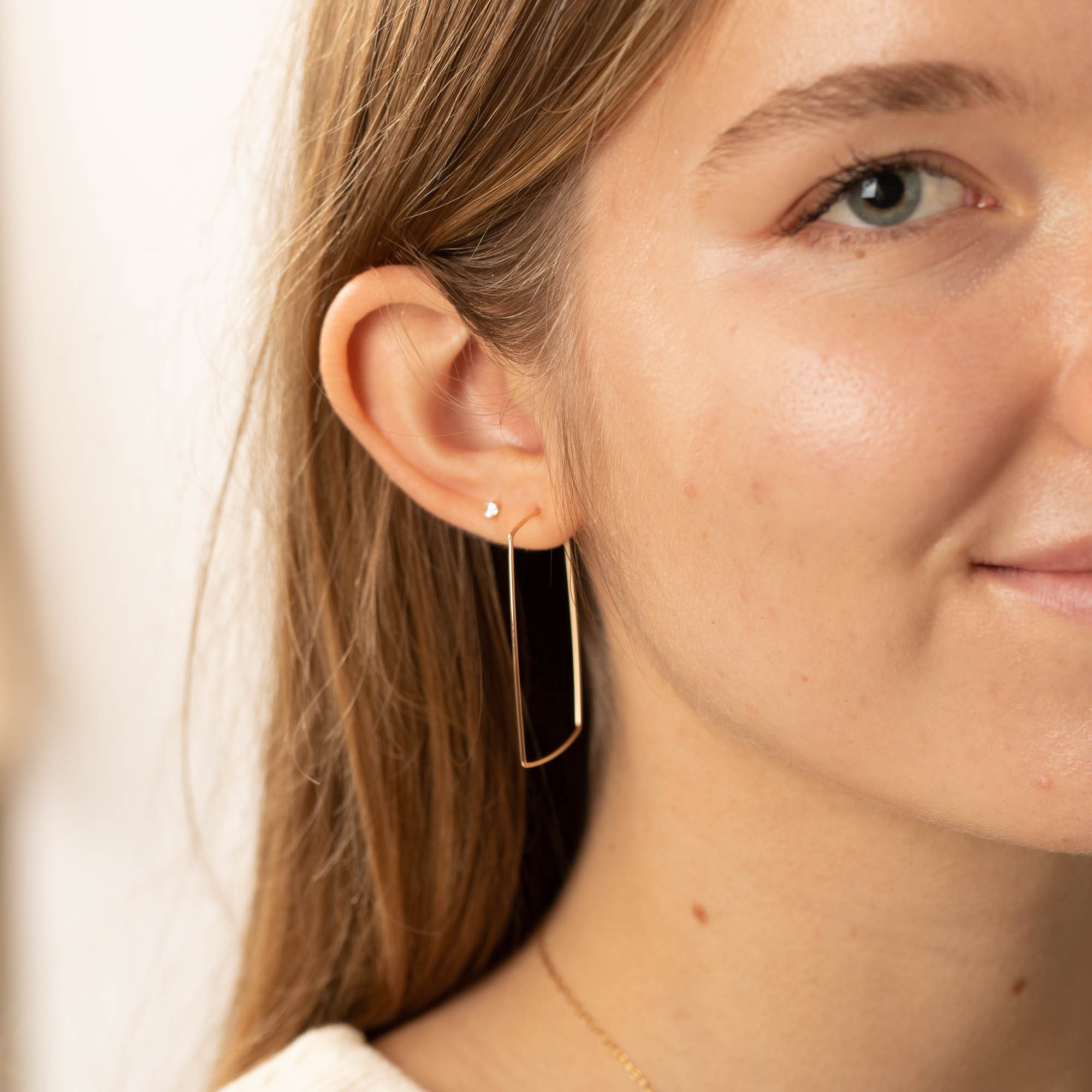 Créoles Carrées Dorées - Boucles D'oreilles Plaqué Or, Dormeuses, Neuves Avec étiquettes
