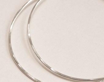 18 Gauge Thick Wire • Hammered or Smooth •  925 Sterling Silver Classic Hoop Earrings • Small to Large 1mm thick Hoop Earrings