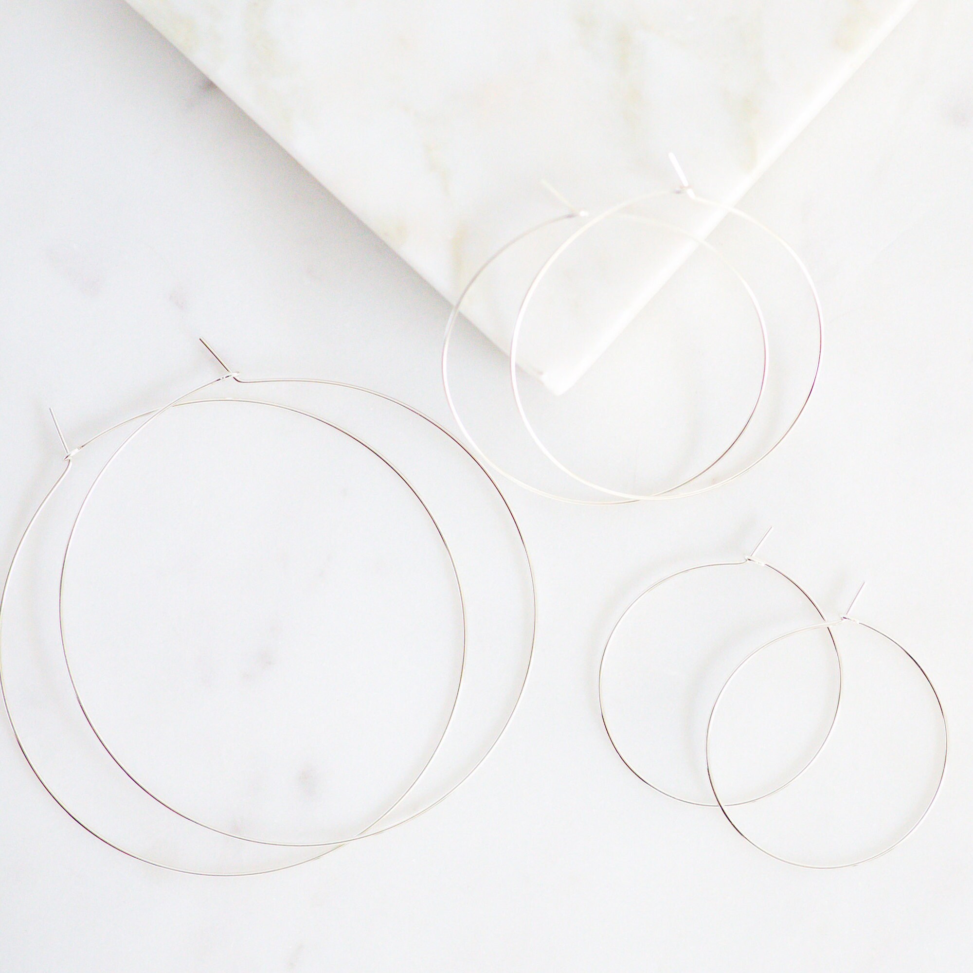 Small Silver Hoop Earrings 1.50 Inch Thin Wire Hoop Earrings Etsy