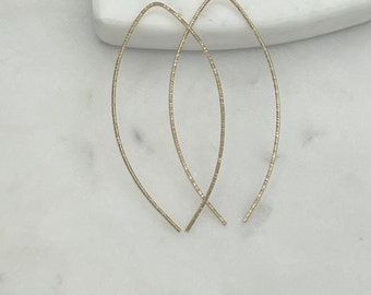 Open Hoop Threader Earrings • 14K Gold Filled • Open Hoop Earrings • Threader Round Hoop Earrings