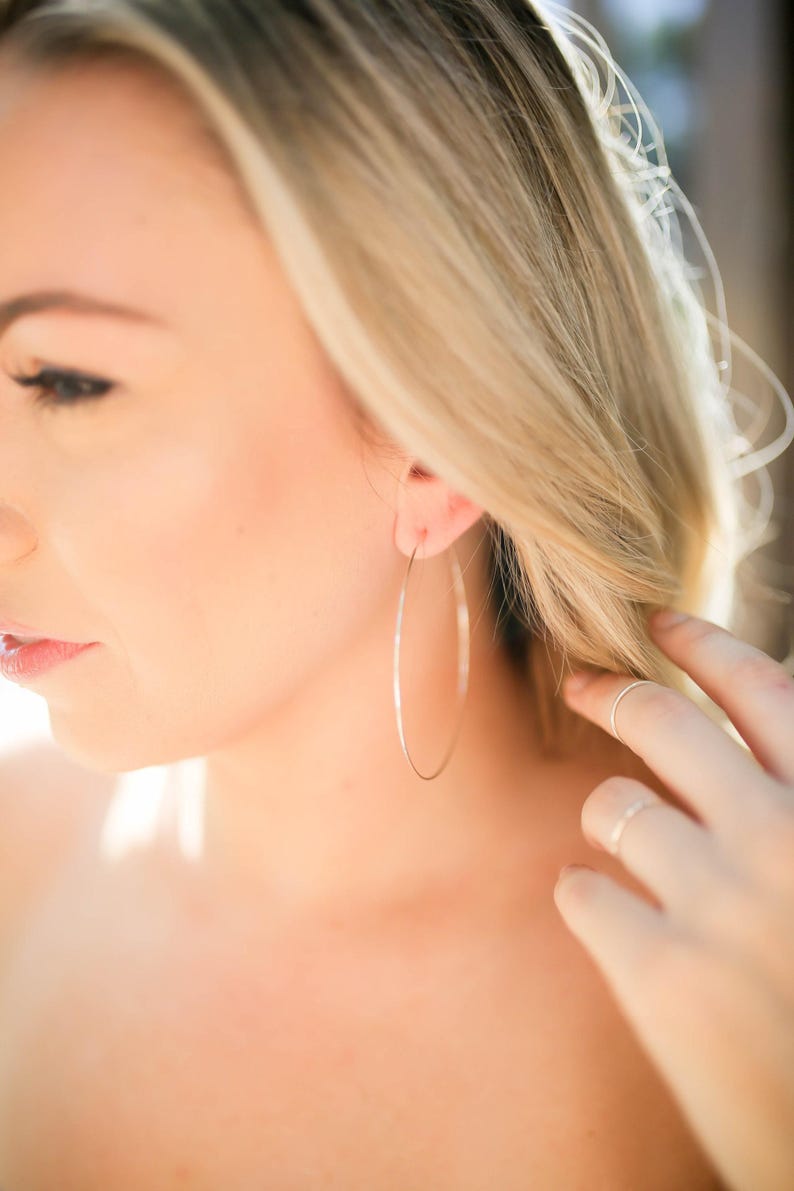Small to Large 925 Sterling Silver Hoop Earrings • Nickel Free Silver Hoop Earrings image 3
