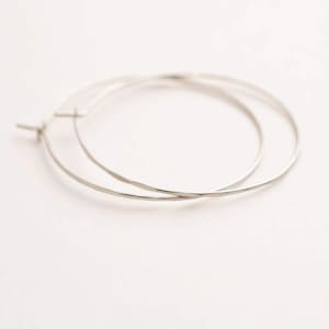 Small to Large Thin Solid 925 Sterling Silver Hoop Earrings • 1 - 4 Inch Thin Wire Hoop Earrings • Sterling Silver Minimalist Earrings
