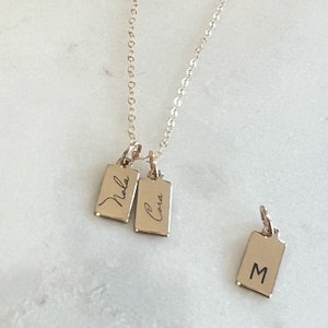 Personalized Tag Necklace • Custom Tag Necklace • Gold Tag Necklace Chain • Initial or Name Tag Necklace 14K Gold • Small Tag • Dog Tag