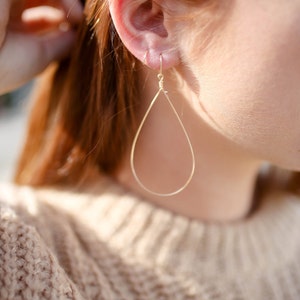 Teardrop Hoop Earrings • 925 Sterling Silver or 14K Gold Filled • Nickel Free Earrings