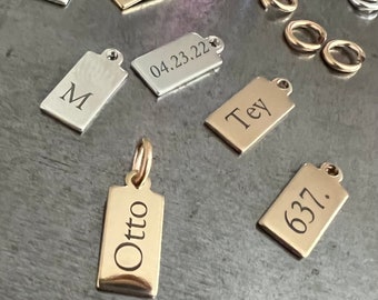 Personalized Mini Tag Charm • 14K Gold Filled Tag  or 925 Sterling Silver Tag • Custom Name Tag Charm • Initial Tag Charm • Necklace