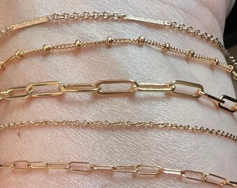 14K Gold Filled Anklet • Dainty Anklet • Choose your Chain • Bold Paperclip • Dainty Paperclip • Bar Chain • Satellite Chain • Cable Chain