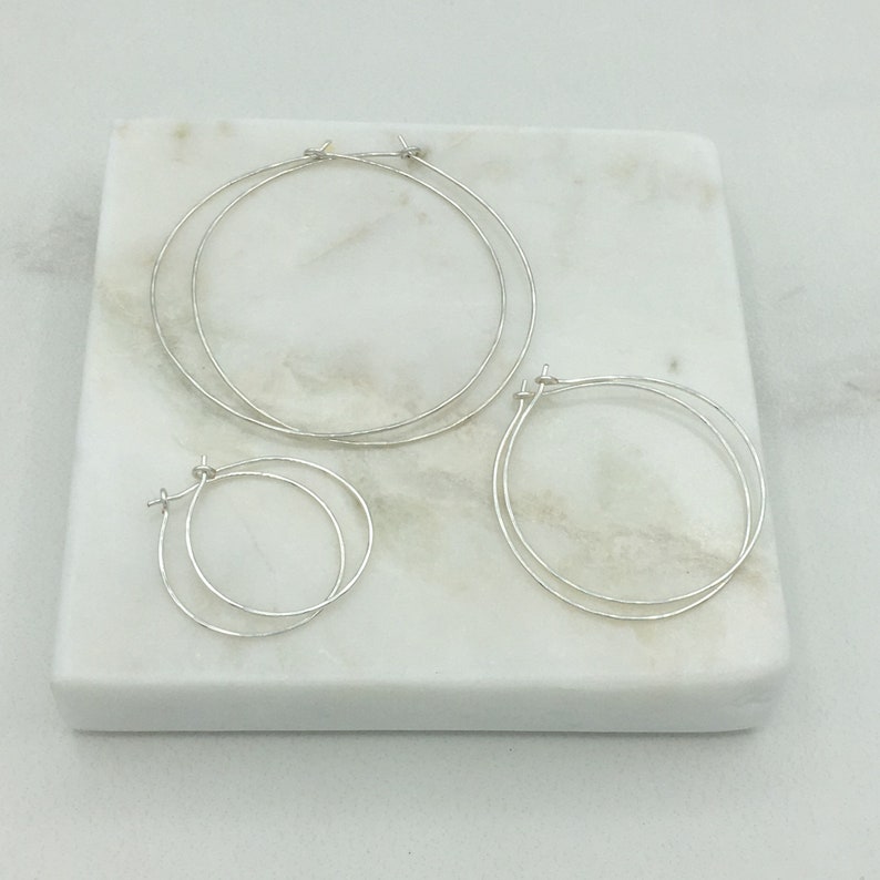 Large Silver Hoop Earrings Sterling Silver Threader Hoop Earrings 2 Inch Thin Wire Hoop Earrings